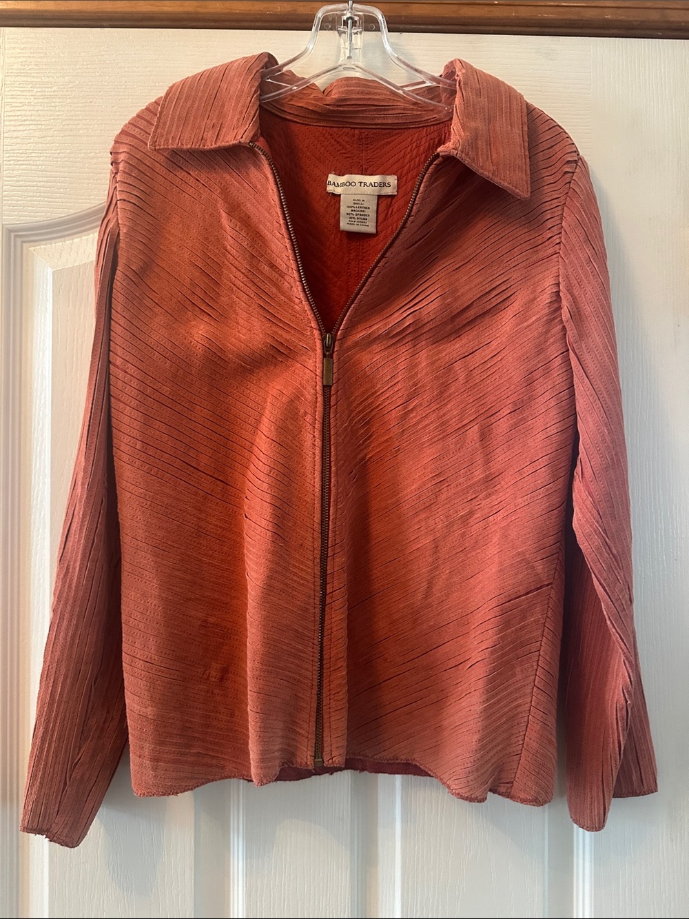 Bamboo Traders Burnt Orange Textured Zip-Up Bomber Jacket